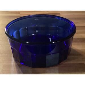 Vintage Arcoroc France Cobalt Blue 9 x 4" Bowl Thumb Paneled Sides